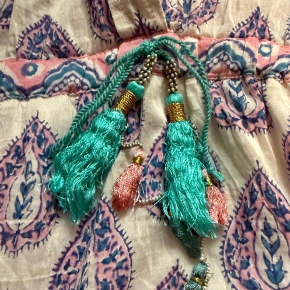 Bell by Alicia Bell Pink Blue Paisley Cotton and Silk Maxi Dress Small - Picture 9 of 12